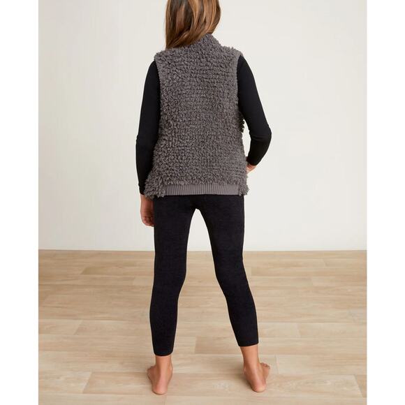 NEW Barefoot Dreams CozyChic Loop Fringe Cascading Vest Girls 6/7 Smokey Gray - Picture 2 of 13